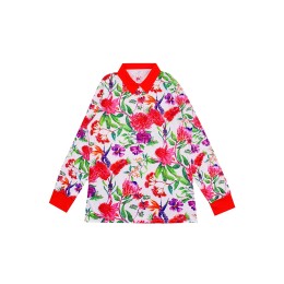 Design Contrasting Collar Dye Sublimation Polo Shirt Custom Full Fit Dye Sublimation Finish Long Sleeve Polo Shirt Center 100% Polyester Floral Pattern P1464 Design Contrasting Collar Dye Sublimation Polo Shirt Custom Full Fit Dye Sublimation Finish Long Sleeve Polo Shirt Center 100% Polyester Floral Pattern P1464